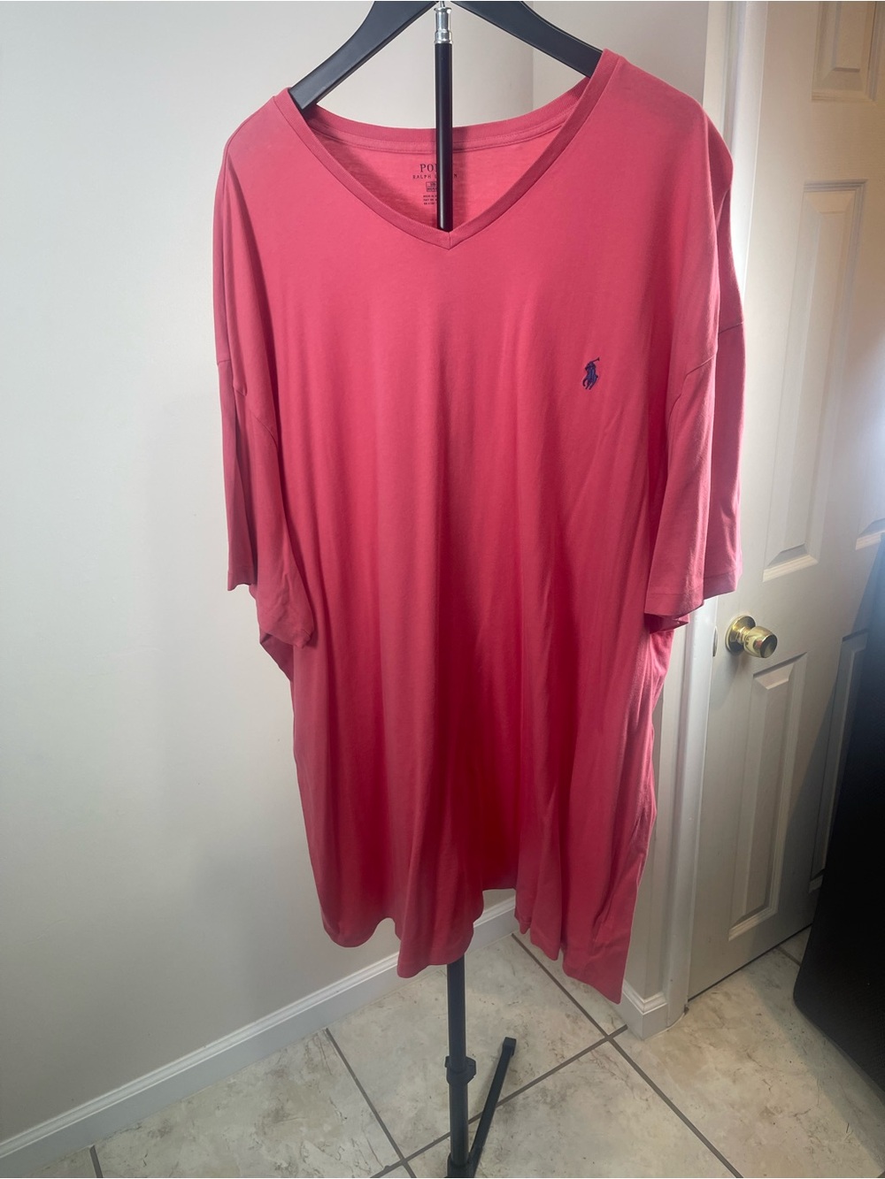 Polo by Ralph Lauren Men's V-Neck Short Sleeve Tee - Coral Pink